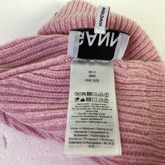 GANNI Pink Rib Knit Structured Beanie Hat - Pink main image 6
